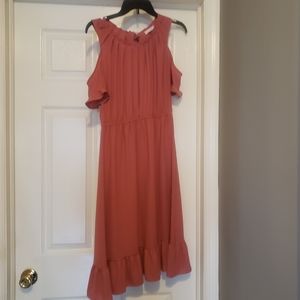 Bare off the shoulder dress, light pink, mauve